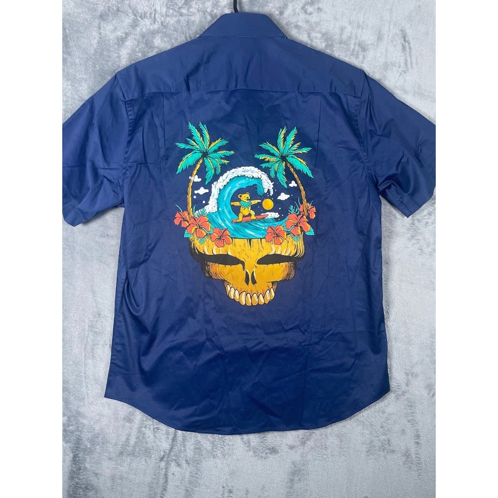 Grateful Dead Section 119 Shirt Mens Large Blue Steal Your Face Surfing Bear